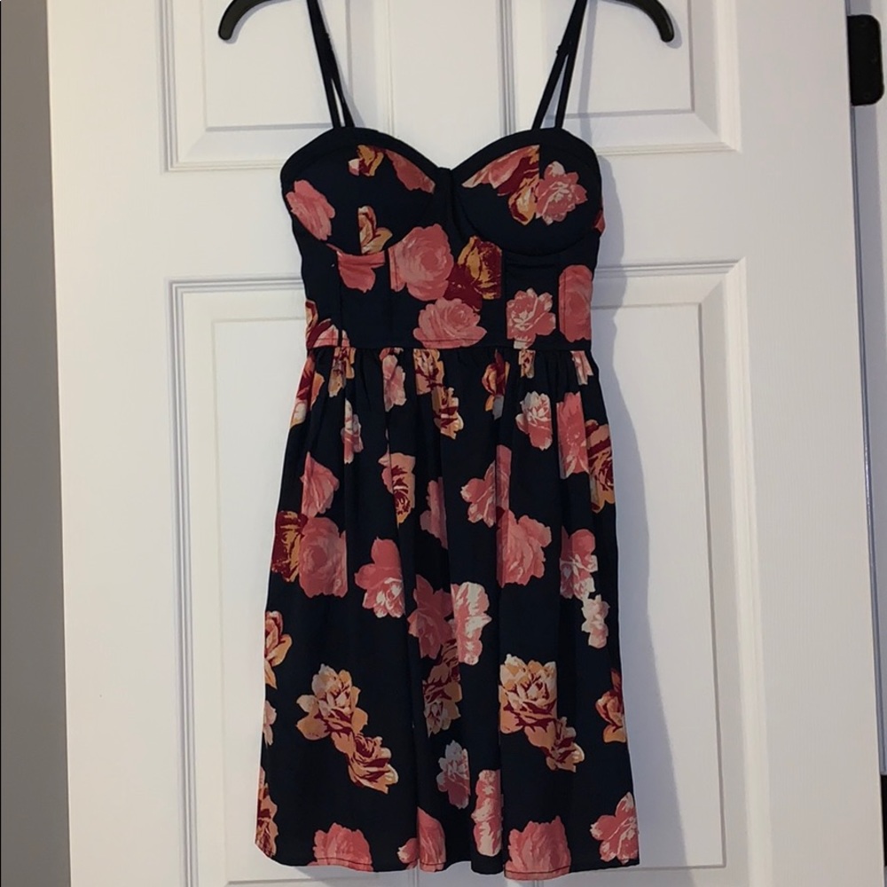 Blue and Pink Floral Summer Dress